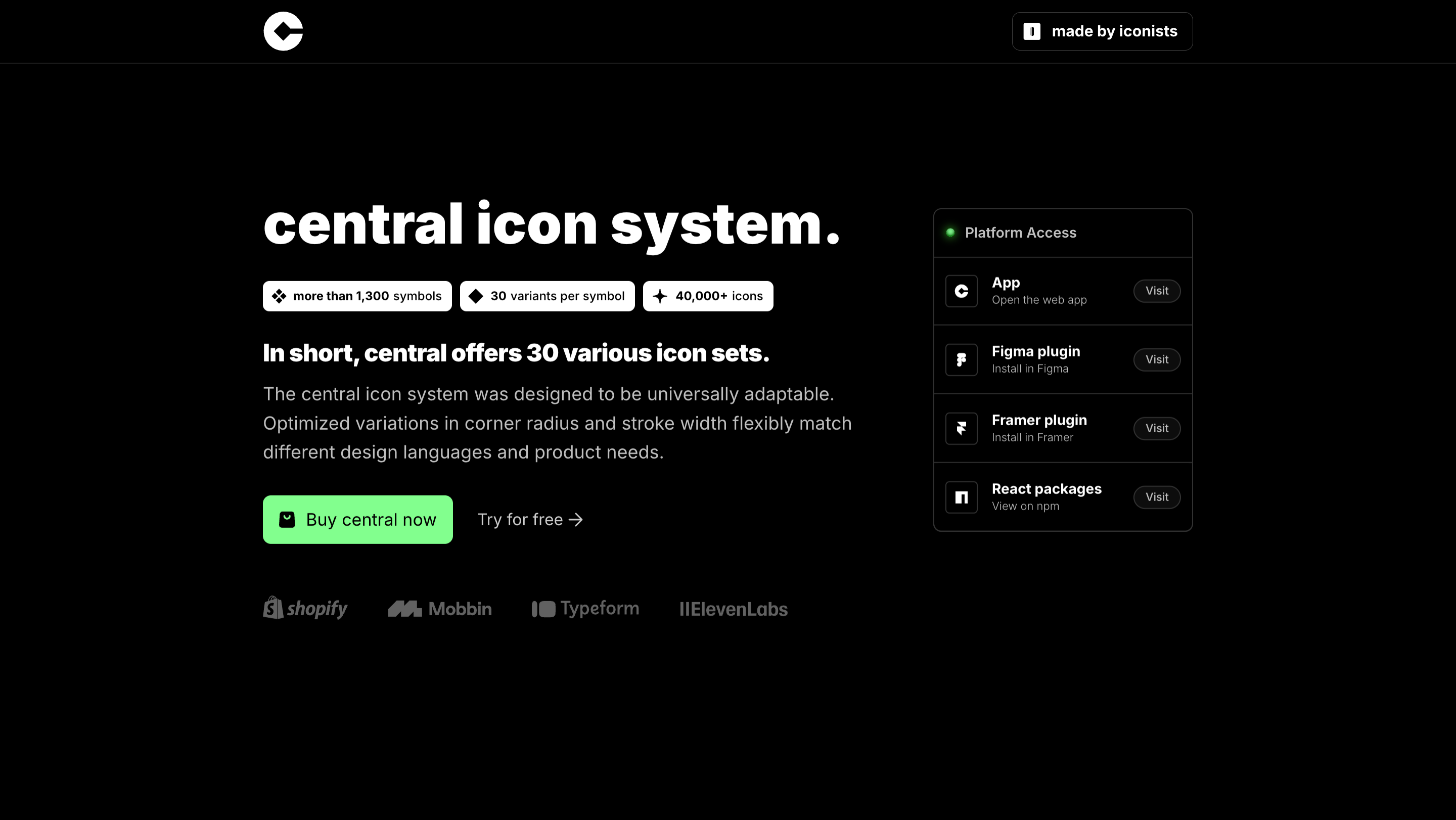 Central Icon System preview